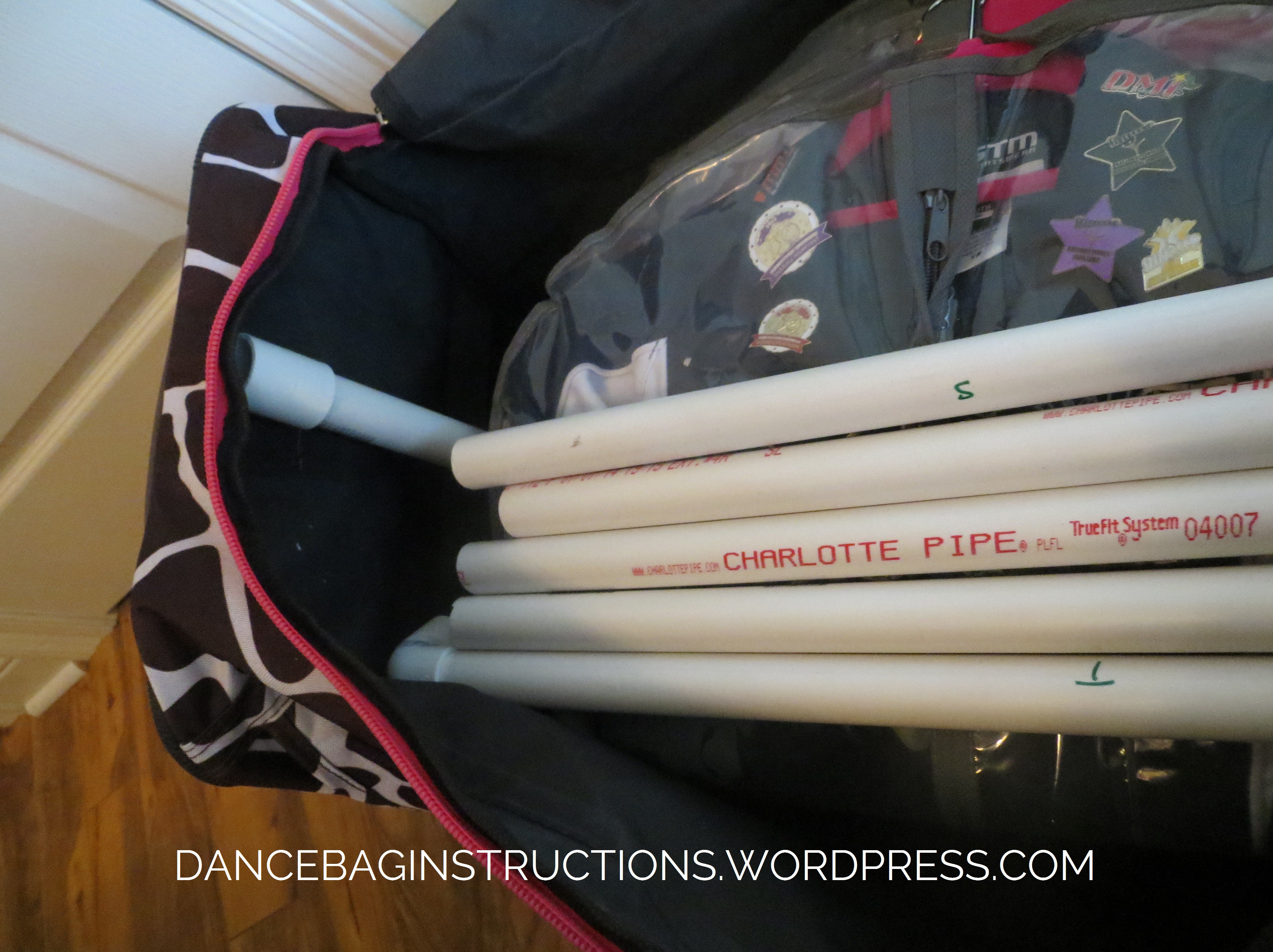 dance duffel poles in bag